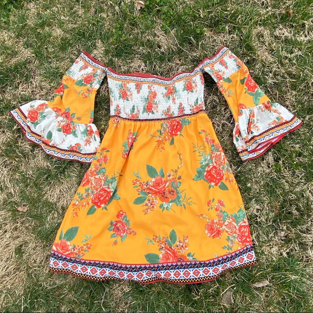 Flying Tomato floral off the shoulder boho dress